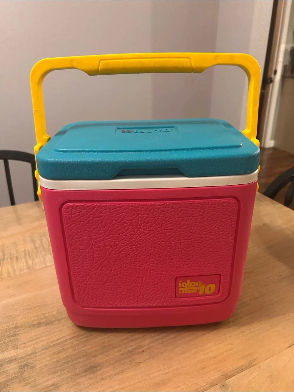 Vintage Igloo Legend 10 Cooler - Retro Pink, Teal & Yellow circa 1992